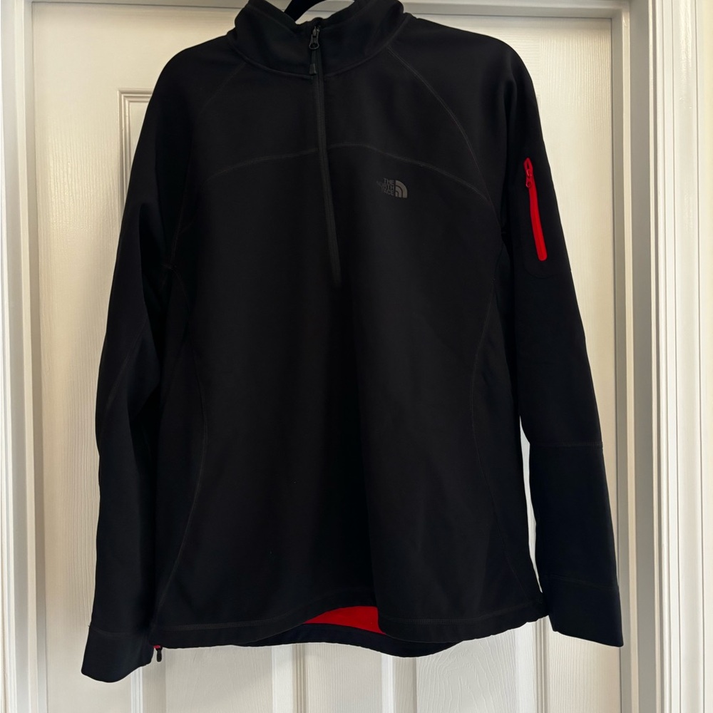 The North Face Men's Black and Red Performance 1/4 Zip Jacket
